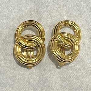 Vintage Givenchy Double Hoop Infinity Clip on Earrings Runway collection